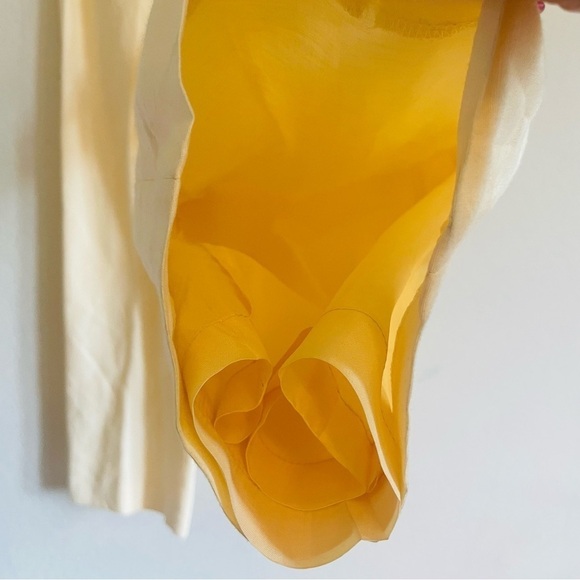 Casual Corner woman's coastal yellow linen pants size 10 old money cropped - Picture 8 of 9